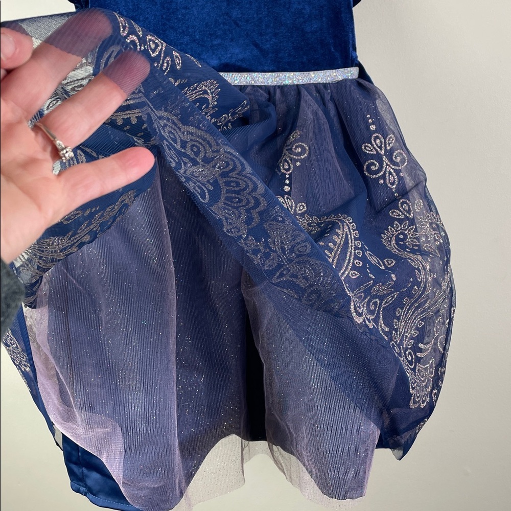 Blueberi Boulevard Blue Velvet Dress Sparkle Skirt - Picture 3 of 11
